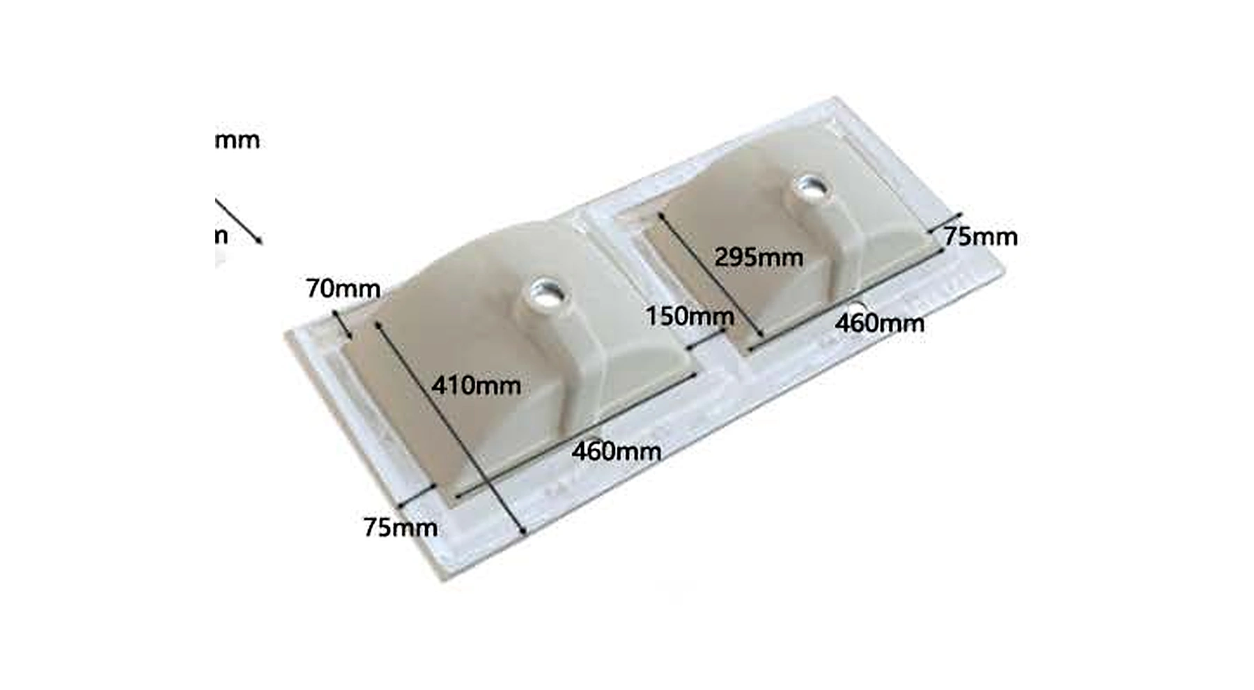 VB119 back view — dimensions in mm and inches