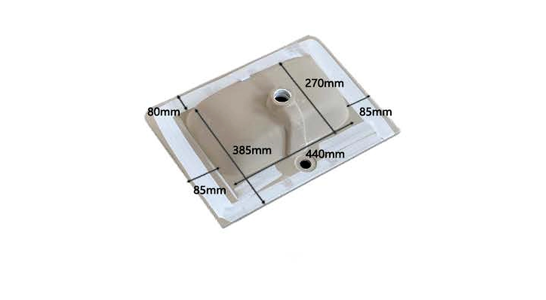 VB201 back view — dimensions in mm and inches