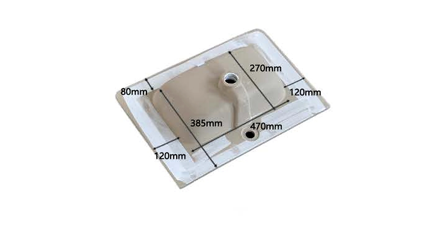 VB202 back view — dimensions in mm and inches