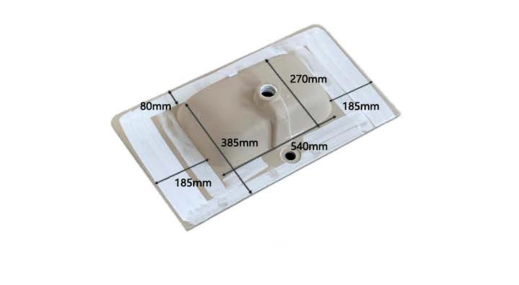 VB205 back view — dimensions in mm and inches