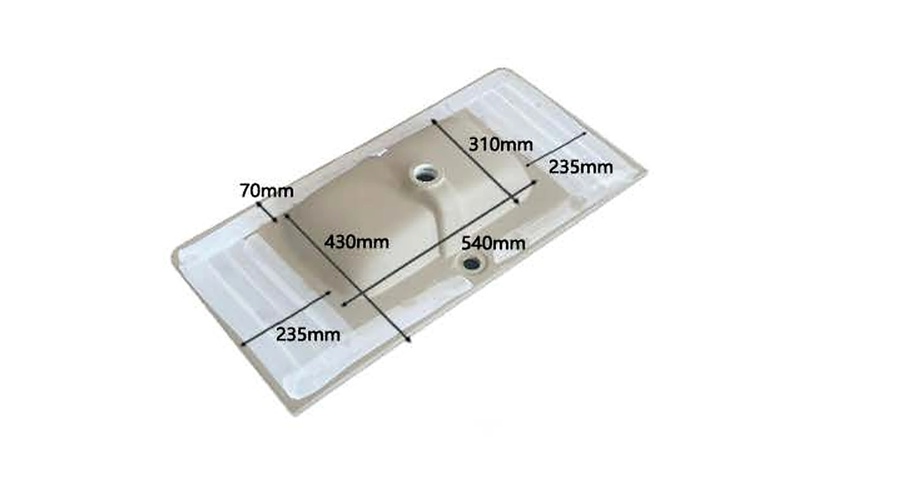 VB207 back view — dimensions in mm and inches