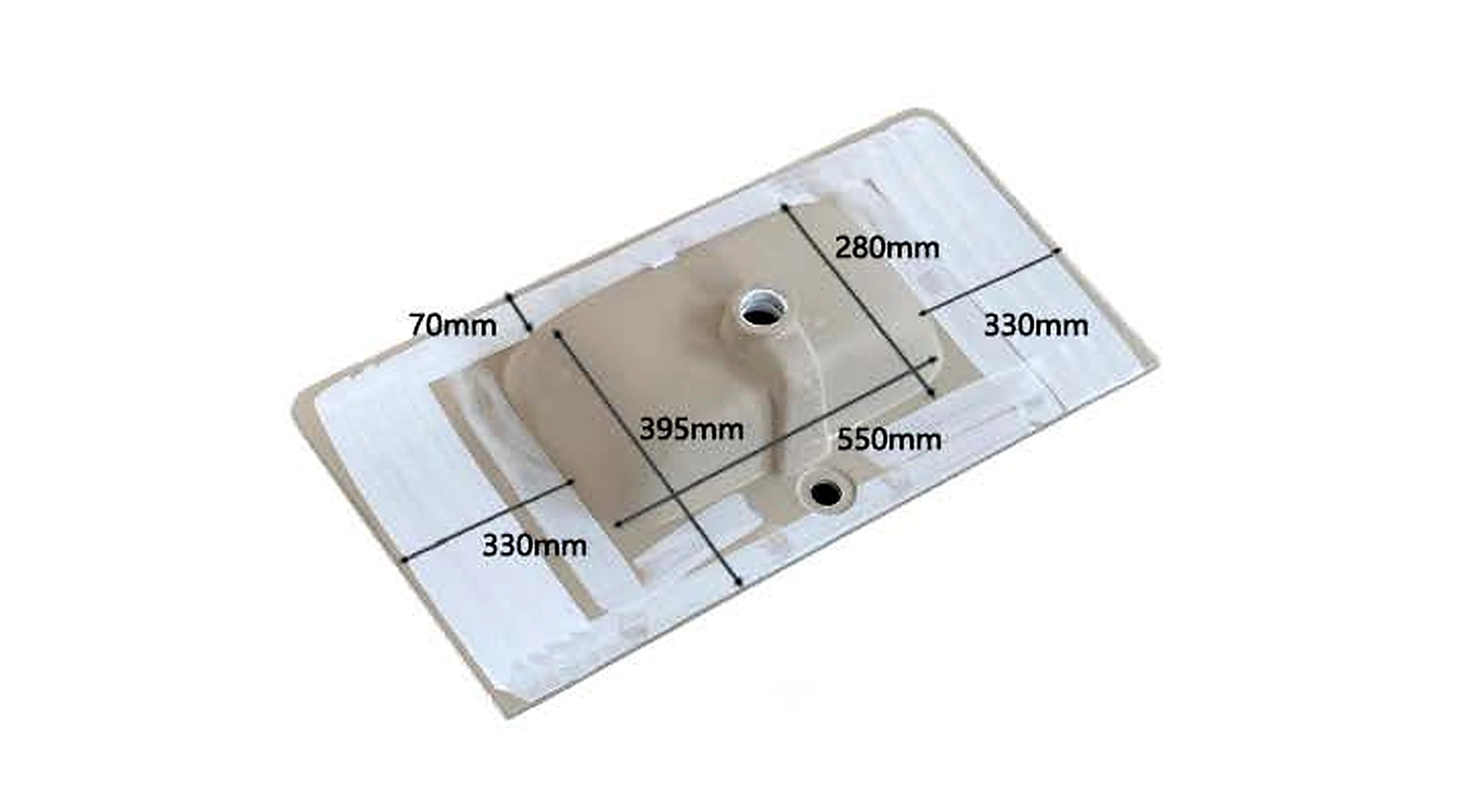 VB208 back view — dimensions in mm and inches