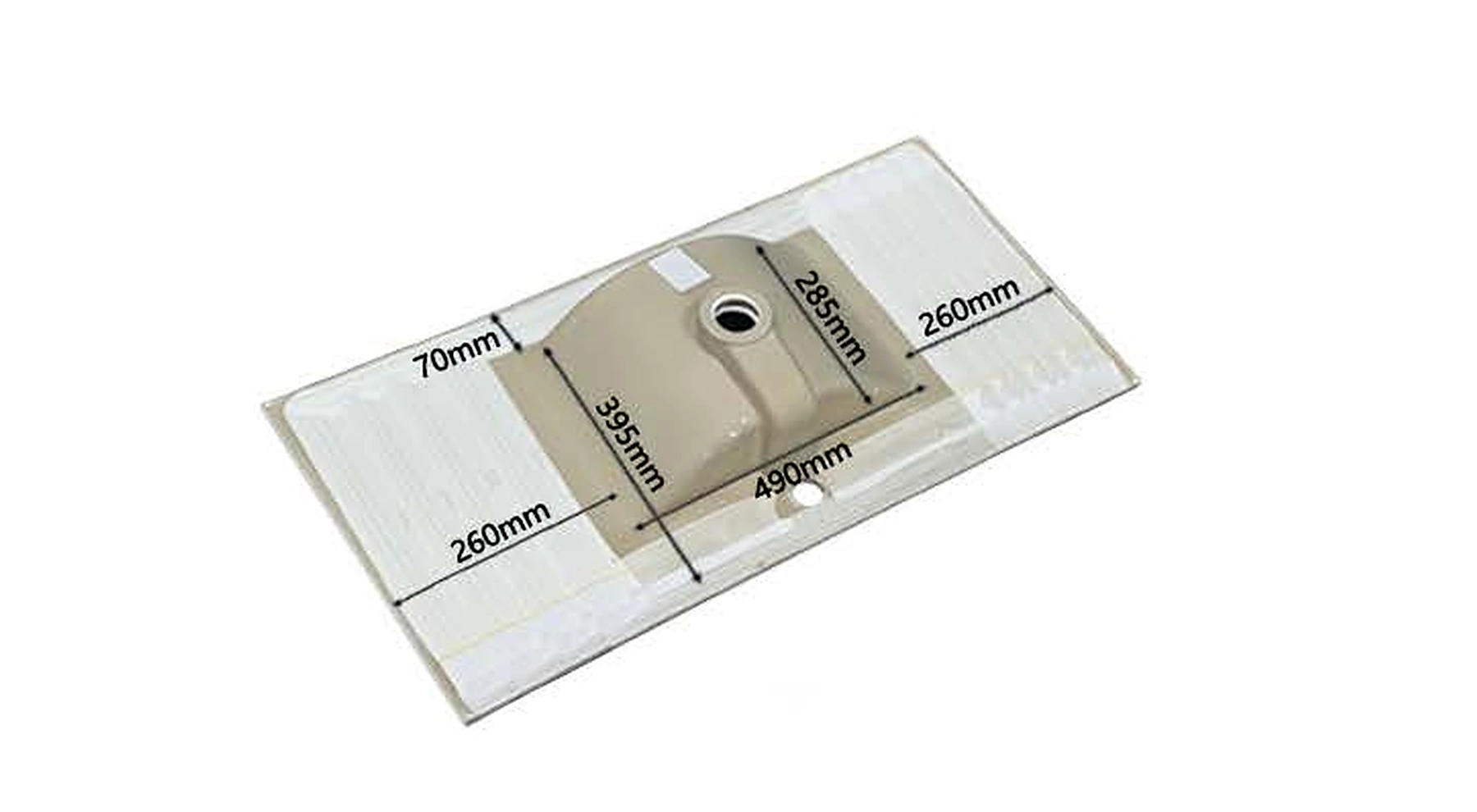 VB406 back view — dimensions in mm and inches