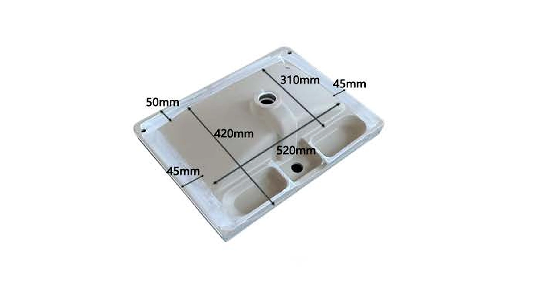 VB501 back view — dimensions in mm and inches