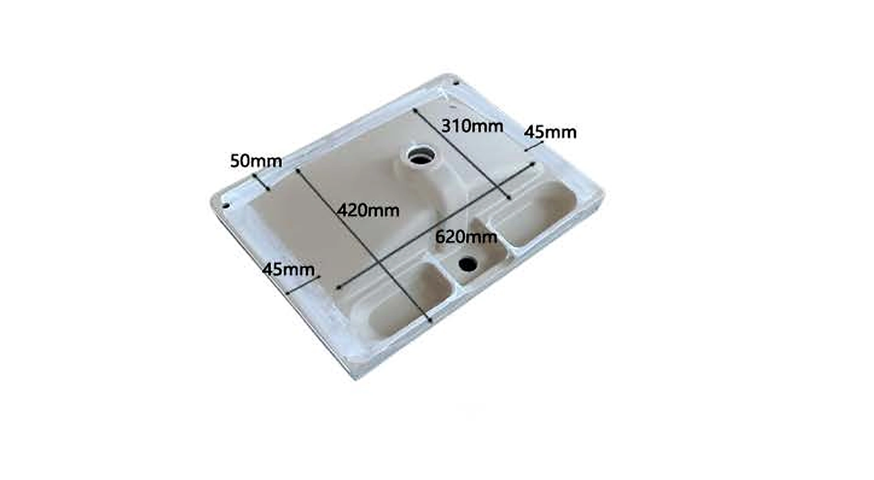 VB502 back view — dimensions in mm and inches