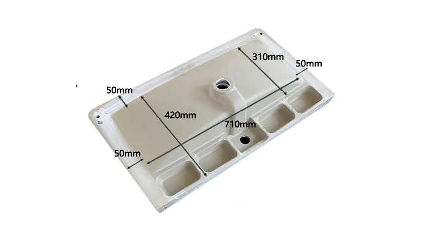 VB503 back view — dimensions in mm and inches